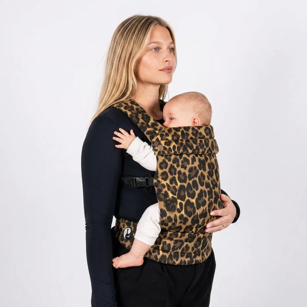 VertiBaby — Porte-bébé physiologique 4 positions,  Léopard Marron