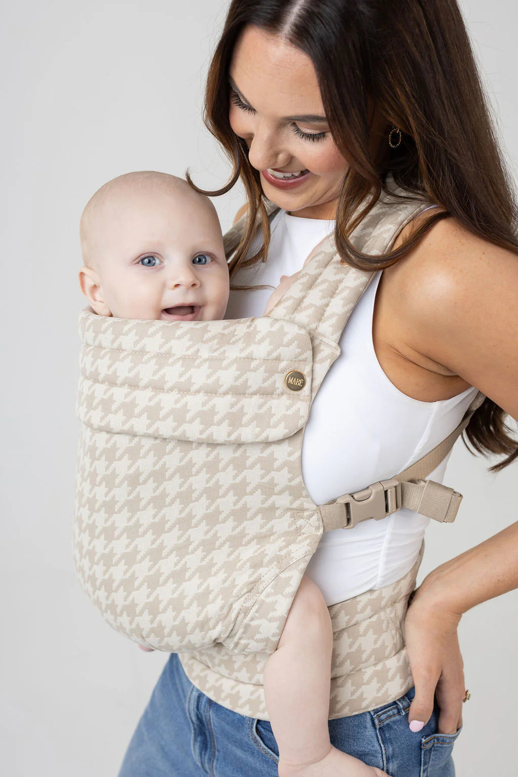 VertiBaby — Porte-bébé physiologique 4 positions, Houndstooth Beige